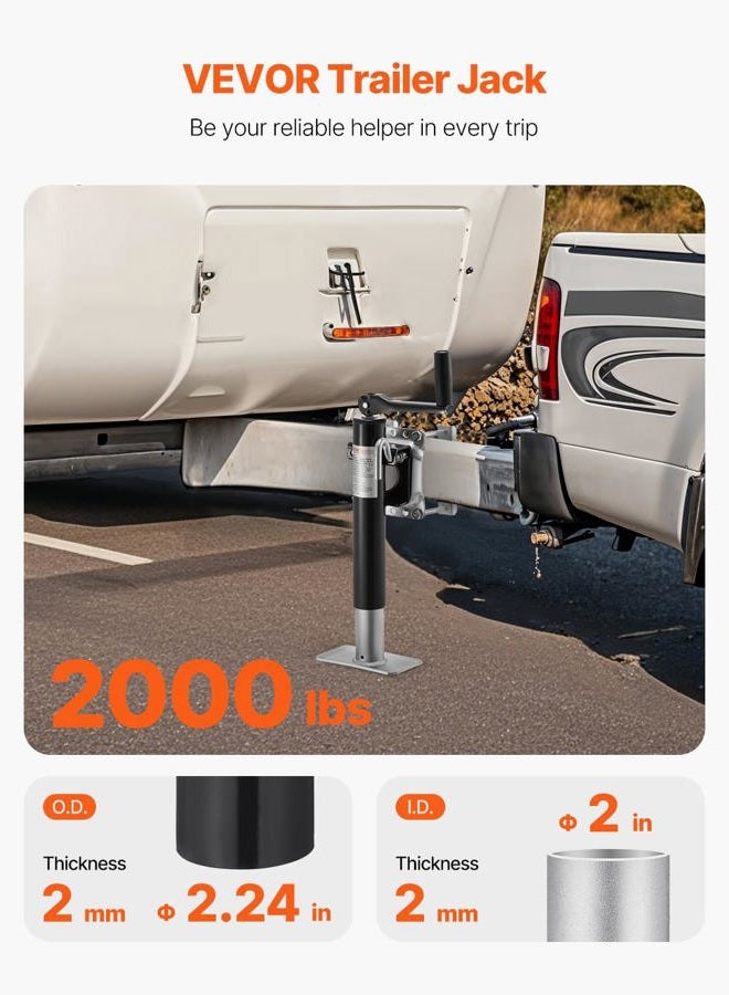 VEVOR Heavy Duty Trailer Jack, 2000 lbs Load Capacity, 10" Swivel Lift for RV, Horse, Utility & Yacht Trailers - Image 2