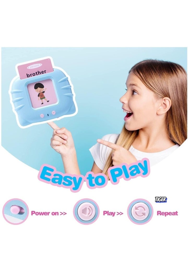 JAJEEK Educational Toy for Kids - Listen and Learn Literacy Audible Flash Cards for Toddlers (1-6 Years Old) with 112 Double-Sided Cards, Blue Reader - Interactive Learning Toy for Boys and Girls - Image 2