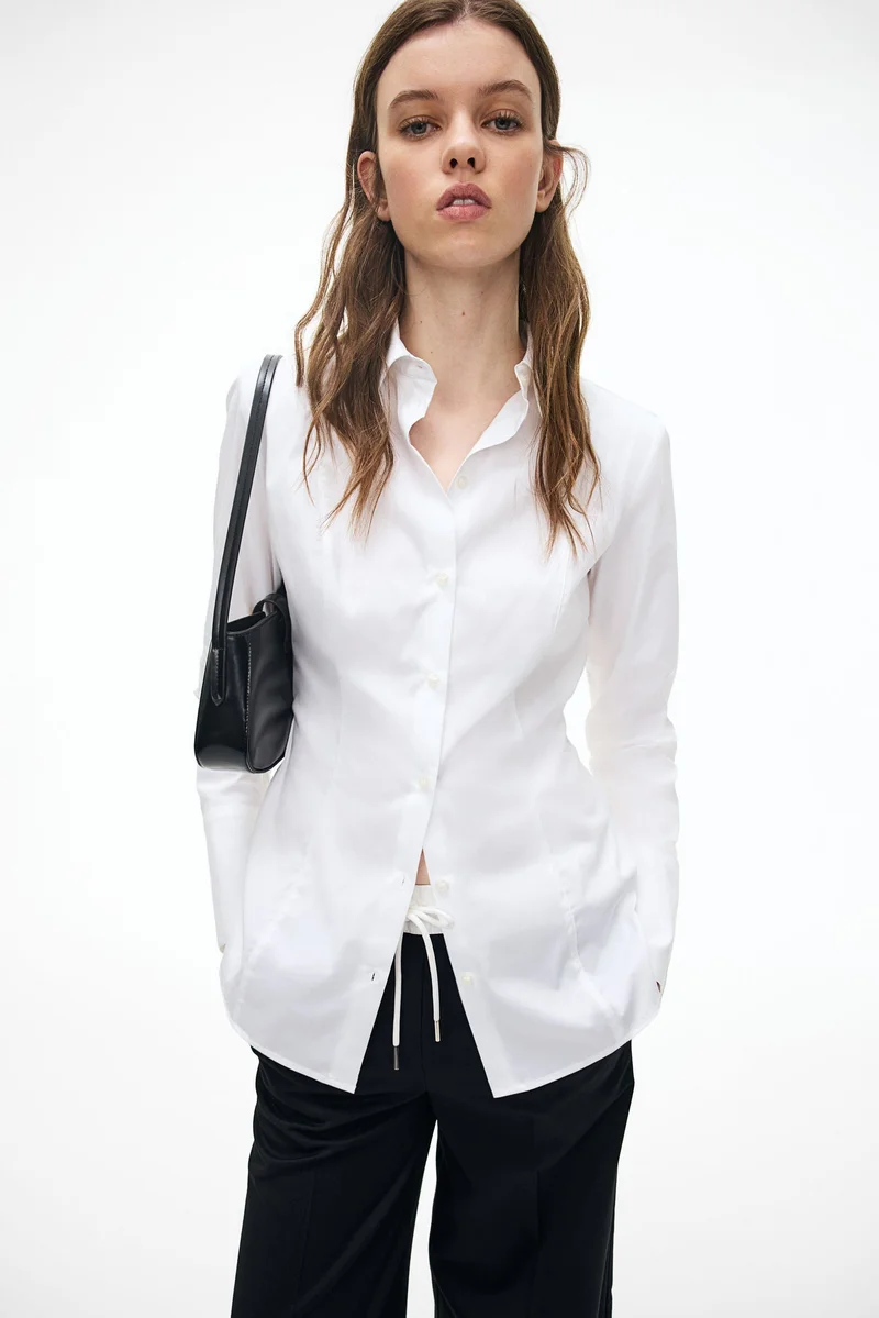 H&M Shoulder-pad tapered-waist shirt