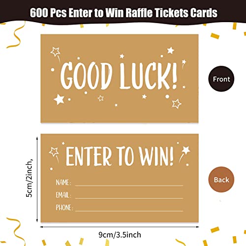 ABURRORI 600 Pcs Classic Enter to Win Raffle Tickets Cards 3.5 x 2 Inch Entry Form Ticket Cards for Contest, Auction, Raffles, Ballot Box with Space for Name, Email Address Phone Number Fields (600) - Image 2