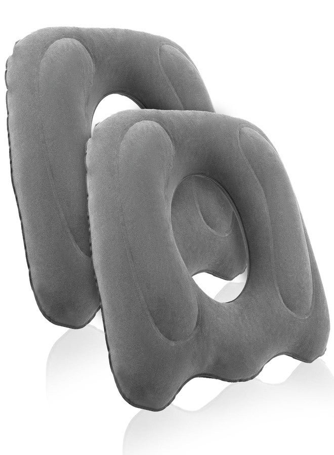 FDFuZhao 2 Pack Inflatable Donut Pillow, Portable Hemorrhoid Pillows for Sitting, Seat Donut Cushions for Pressure Relief, Butt Cushion for Tailbone Pain for Home, Office or Car (Gray) - Image 1