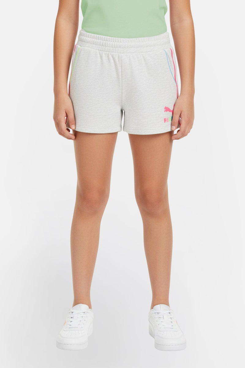 PUMA Kids Girl Sportswear Fit Outdoor Shorts, Grey - Image 1