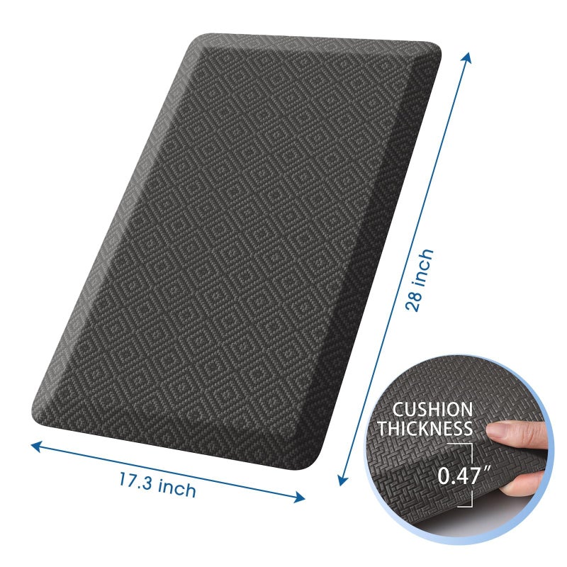 Mattitude Kitchen Mat Cushioned Anti-Fatigue Floor Mat Water Resistant Non-Slip Mats and Rugs Standing and Comfort Desk Mats for House Sink Office Laundry (Dark Grey, 17.3"x28") - Image 2