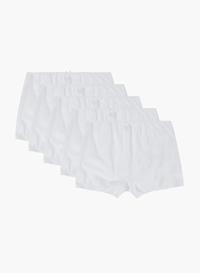 ستايلي Girls Pack of 5 - White Cotton Blend Boxer Briefs