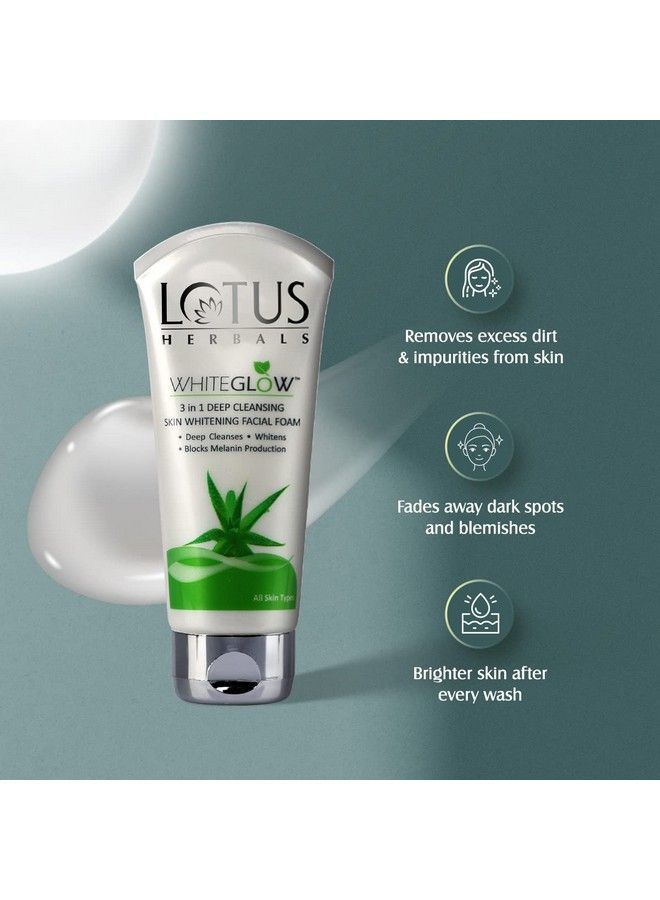 LOTUS HERBALS Whiteglow 3In1 Deep Cleansing Skin Whitening Facial Foam Face Wash For All Skin Types 100G  - Image 5