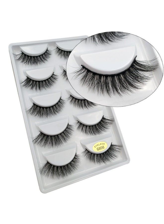Chabeia 10 Pair 3D Mink Lashes Natural Look Pairs Fake Eyelashes , Bulk Pack Handmade Luxurious Volume Fluffy Natural Eyelashes , Comfortable and Soft Strip False Eyelashes for Women (G806) - Image 1