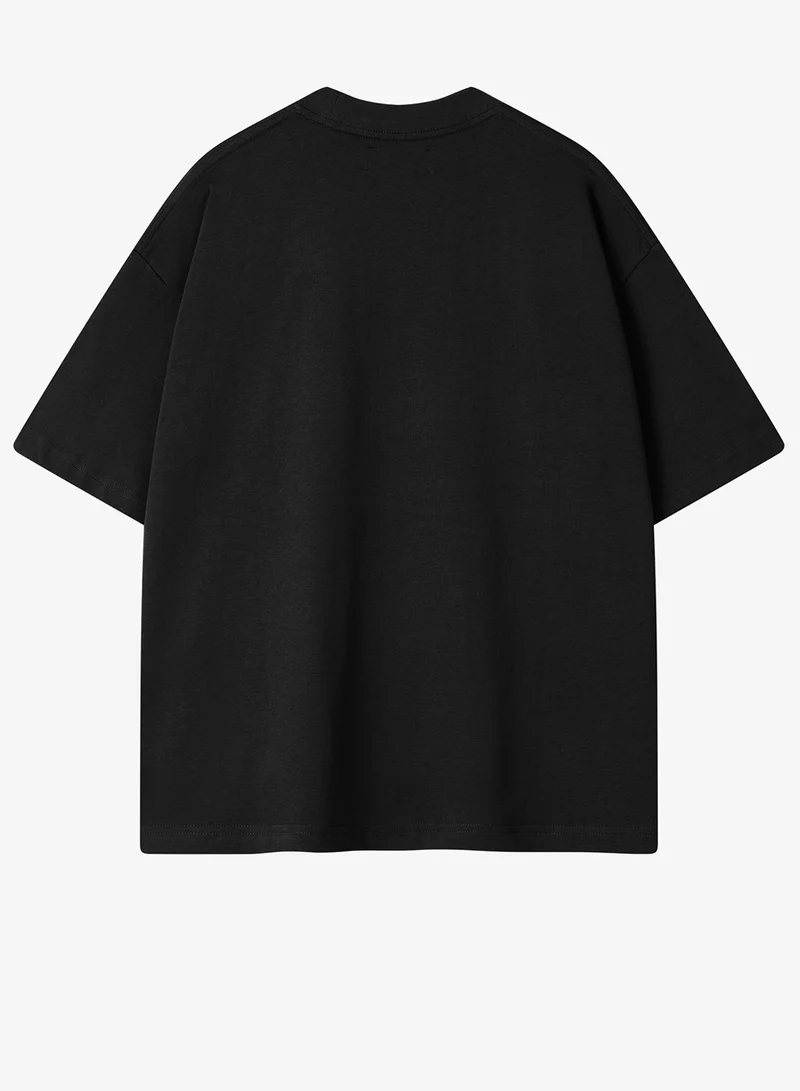Another Cotton Lab Black Basic Box Fit T-Shirt for Men | Best Price UAE