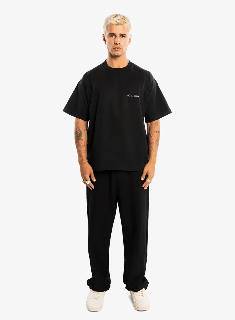 Another Cotton Lab Black Basic Box Fit T-Shirt for Men | Best Price UAE