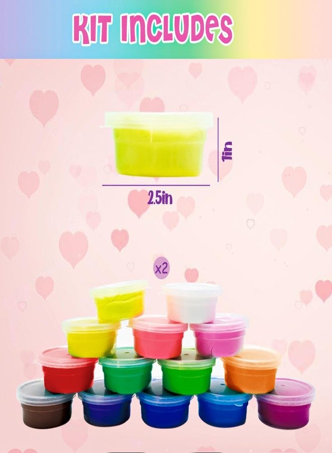 LUKBERA 28pcs Butter Slime for Kids, Playdough Modeling Clay for Valentines Day School Classroom Exchange Gift Party Favor Prizes - Image 2