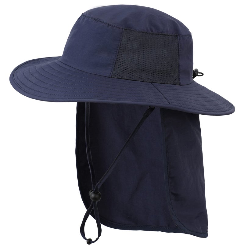 Connectyle Kids UV Sun Protection Flap Sun Hat Summer Safari Hat Fishing Sun Hats with Neck Cover Navy Blue - Image 1
