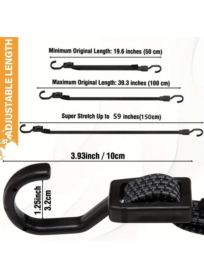 4Pcs Heavy Duty Black Elastic Straps With Metal Hooks Adjustable 100cm 40in For Camping Tents Bicycles Trucks - Image 3