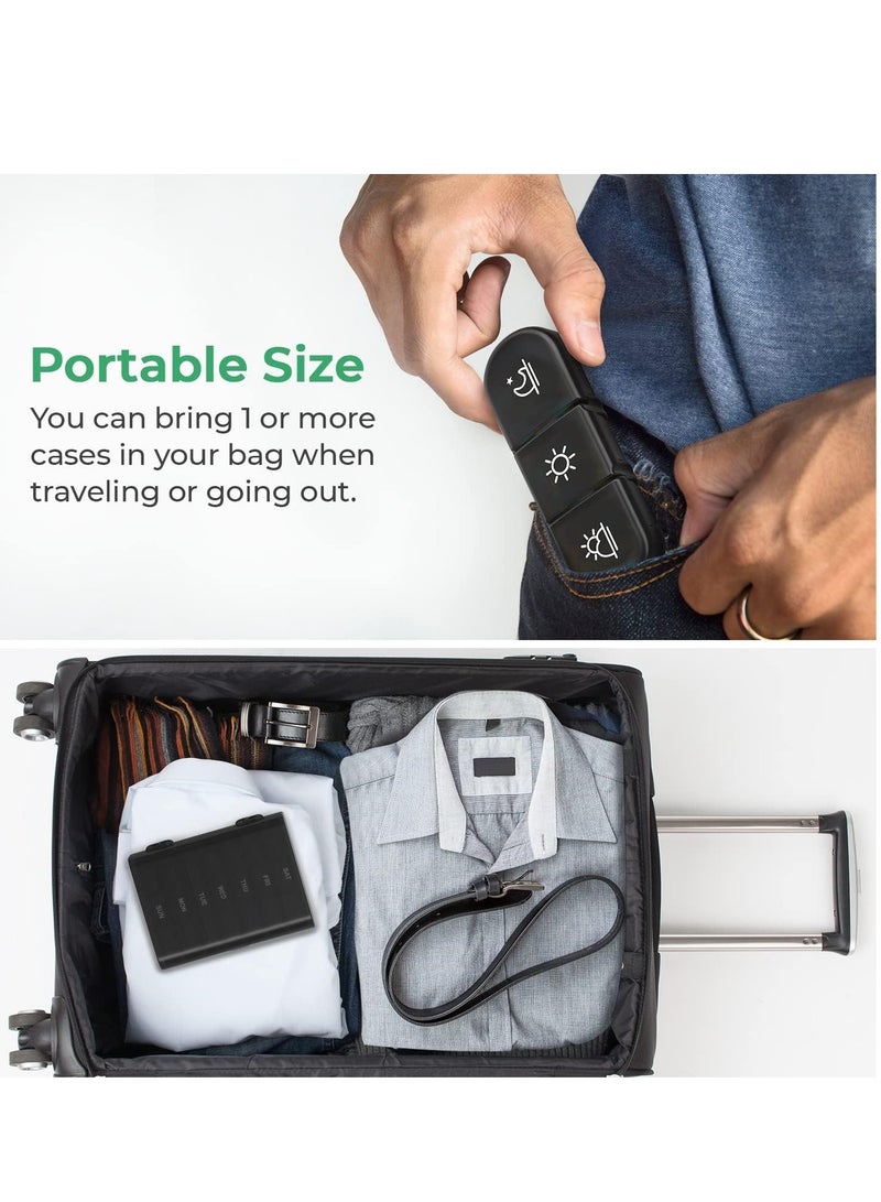 Weekly Pill Organizer 3 Times a Day, Portable Travel Pill Box 7 Day with Large Pill Containers, Light-Proof Pill Case for Vitamins, Medication, Supplements and Fish Oils (Black) - Image 2