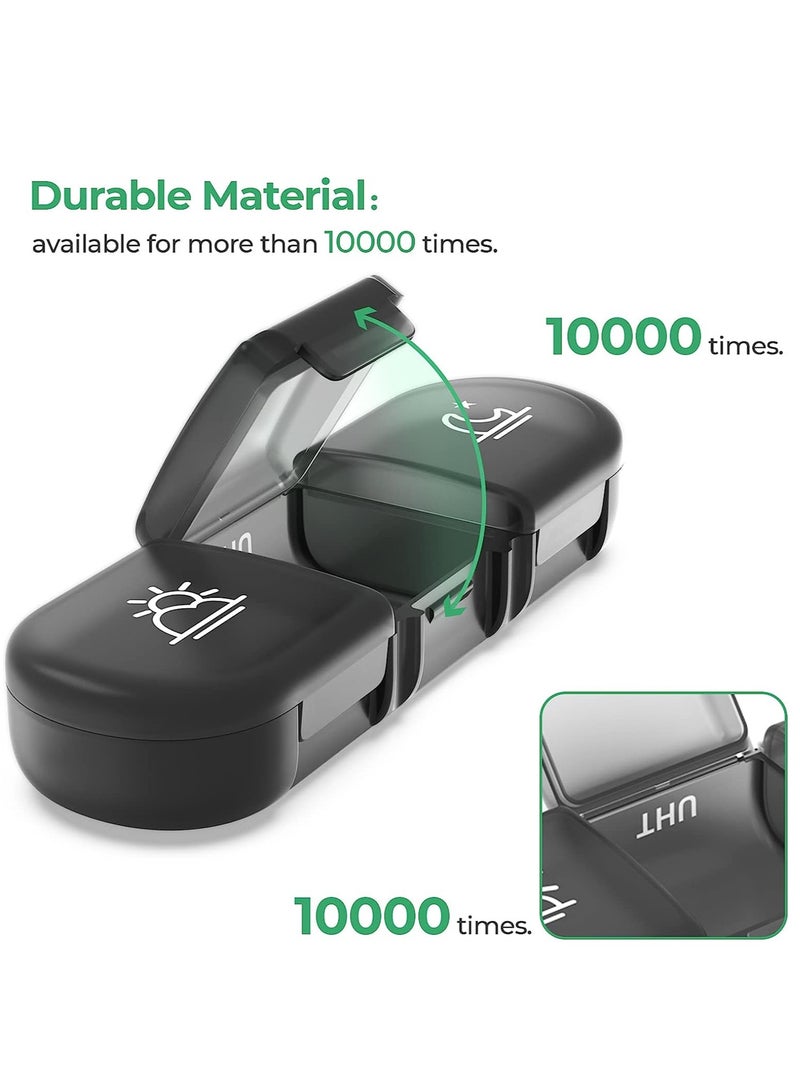 Weekly Pill Organizer 3 Times a Day, Portable Travel Pill Box 7 Day with Large Pill Containers, Light-Proof Pill Case for Vitamins, Medication, Supplements and Fish Oils (Black) - Image 4