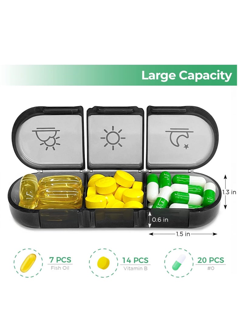 Weekly Pill Organizer 3 Times a Day, Portable Travel Pill Box 7 Day with Large Pill Containers, Light-Proof Pill Case for Vitamins, Medication, Supplements and Fish Oils (Black) - Image 3