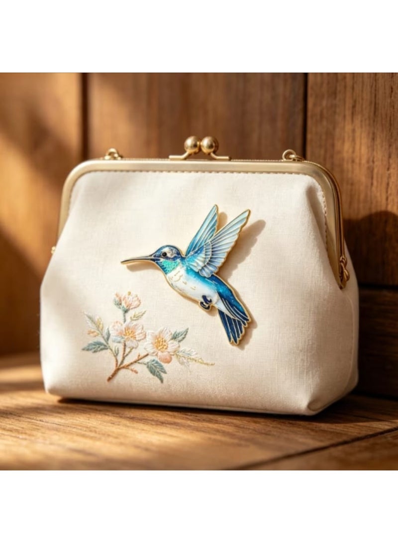 Luxury & Trendy Crystal Rhinestone Accessory Brooch Pin for Women, for clothes and Bags Fashion Enamel Available in different shapes and colors Gold/Silver (Hummingbird 4) - Image 2