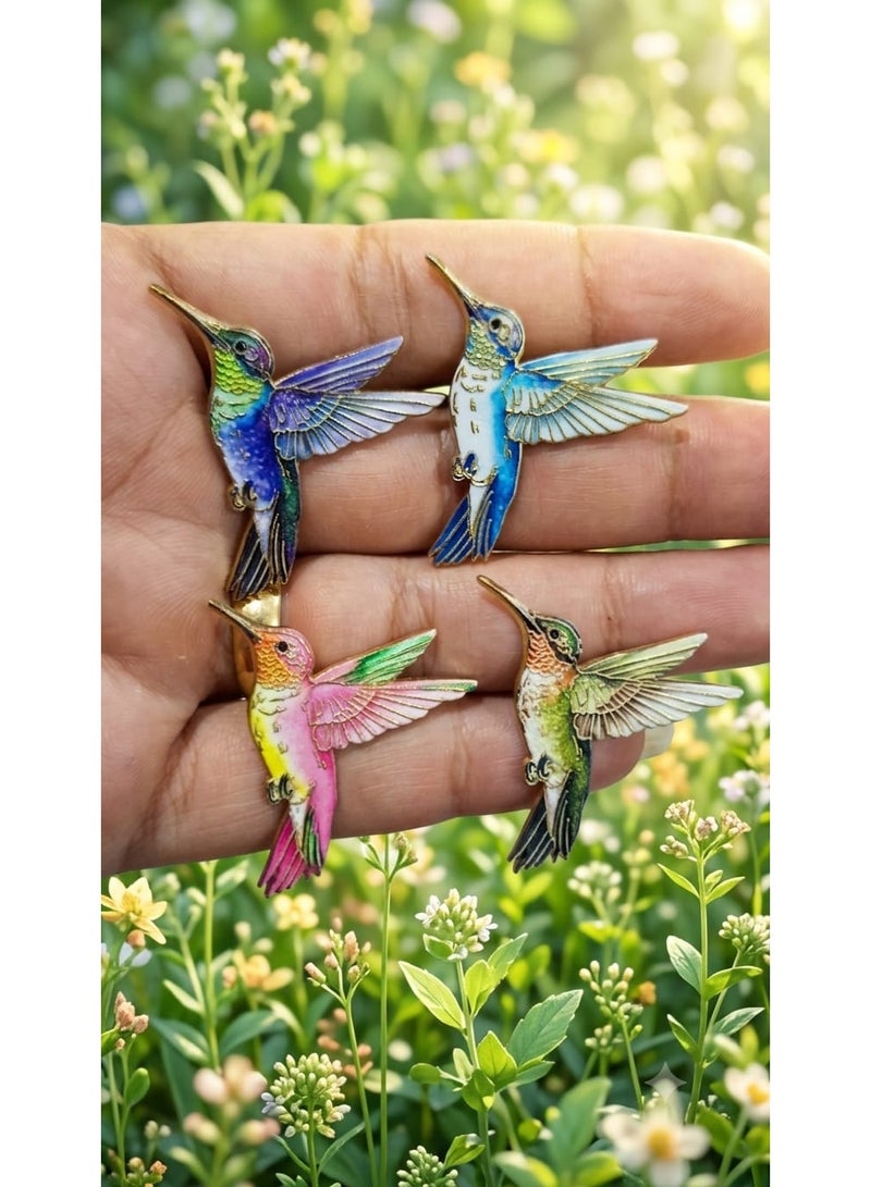 Luxury & Trendy Crystal Rhinestone Accessory Brooch Pin for Women, for clothes and Bags Fashion Enamel Available in different shapes and colors Gold/Silver (Hummingbird 4) - Image 4