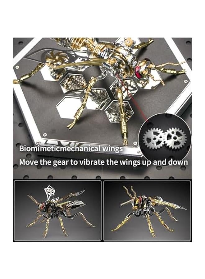 3D Metal Puzzles for Adults, Model Kits of Northern Giant Hornet, Mechanical Wasp Building Blocks, Difficult DIY Assembly, Men's Birthday Gifts (Black&gold) - Image 3