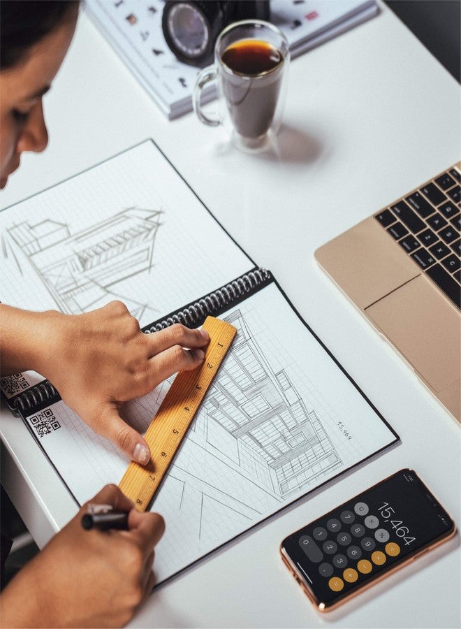 روكيت بوك دفتر ملاحظات Rocketbook Matrix الذكي القابل لإعادة الاستخدام، ورق رسم بياني، متصل رقميًا، دفتر متساوي القياس، مقاس الرسائل 8.5 × 11 بوصة، لون أزرق مخضر - Image 4
