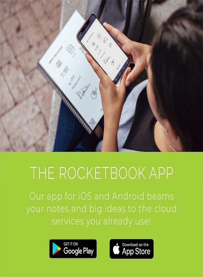 روكيت بوك دفتر ملاحظات Rocketbook Matrix الذكي القابل لإعادة الاستخدام، ورق رسم بياني، متصل رقميًا، دفتر متساوي القياس، مقاس الرسائل 8.5 × 11 بوصة، لون أزرق مخضر - Image 5