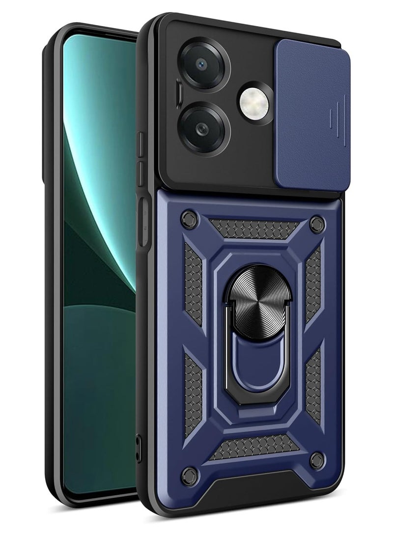 جراب oppo a3 / oppo a3x كام شيلد مقاوم للصدمات والخدوش حماية كاملة بتصميم جذاب مع غطاء للكاميرا وحلقة معدنية متعددة الوظائف لهاتف اوبو ايه 3 / ايه 3 اكس (oppo a3 / oppo a3x cover)