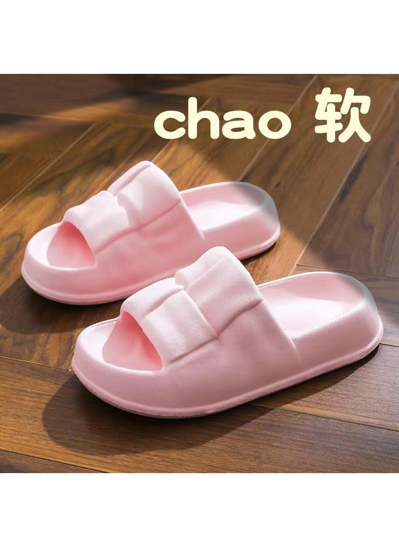 Generic - New Fashion Thick Sole Quiet Slippers for Girls Step on shit sense square [pink]] - Image 1