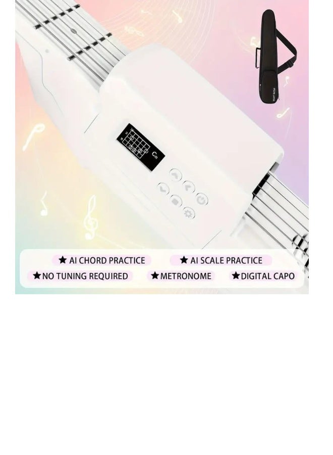 ميغاريا جيتار ذكي مع تقنية AI MIDI وشحن USB - جيتار كهربائي/صوتي هجين، نظام تدريب صامت مع سماعات الرأس/مكبر صوت، لا يتطلب ضبط، - أبيض - Image 3