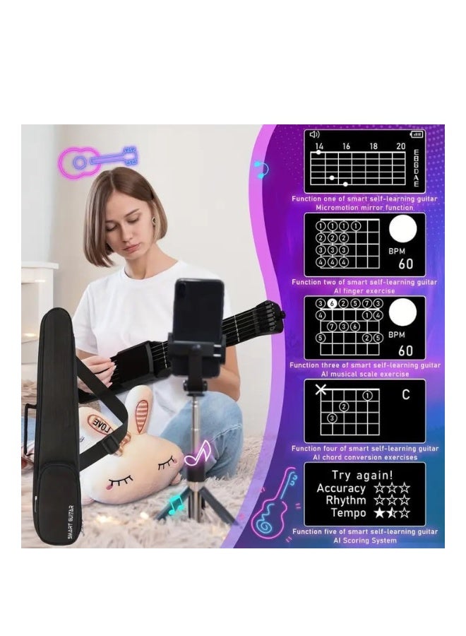 ميغاريا جيتار ذكي مع تقنية AI MIDI وشحن USB - جيتار كهربائي/صوتي هجين، نظام تدريب صامت مع سماعات الرأس/مكبر صوت، لا يتطلب ضبط، - أبيض - Image 5