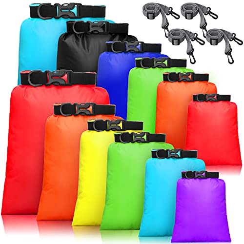 Shappy 12 Pcs 612 Pcs Waterproof Dry Bags Lightweight Outdoor Waterproof Dry Stuff Sacks 1585432 L and Long Adjustable Shoulder Strap for Kayaking Rafting Boating Hiking Camping Bright - Image 1
