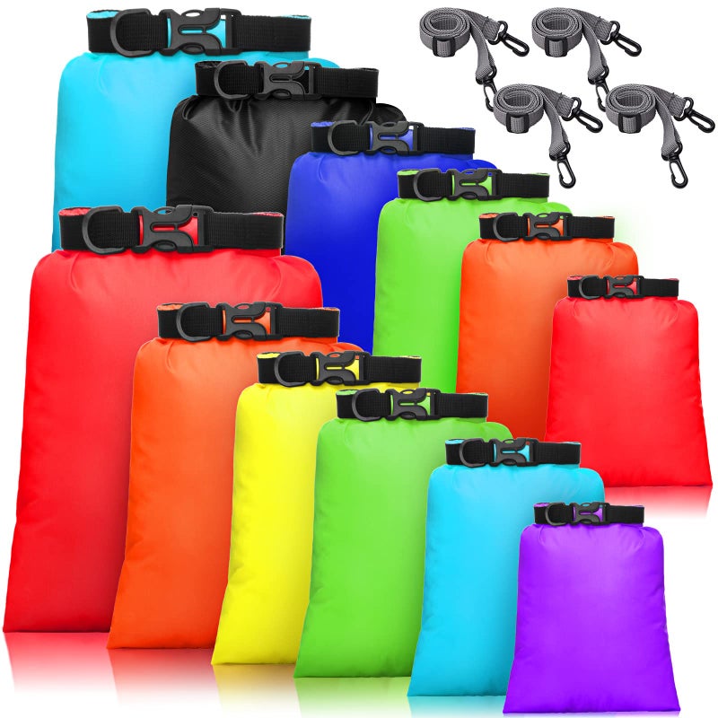Shappy 12 Pcs 612 Pcs Waterproof Dry Bags Lightweight Outdoor Waterproof Dry Stuff Sacks 1585432 L and Long Adjustable Shoulder Strap for Kayaking Rafting Boating Hiking Camping Bright - Image 2