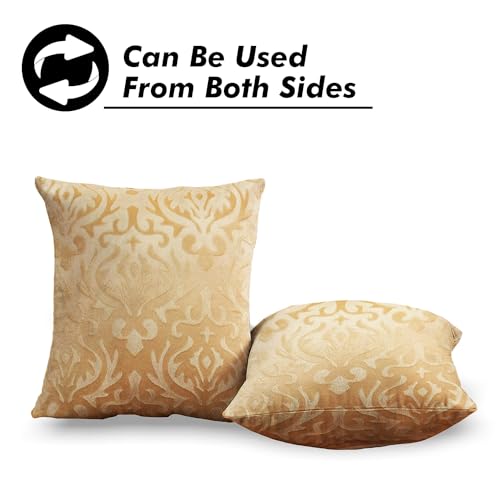 STARNSTYLE Velvet Decorative Cushion Cover 12x12 Inch - Set of 5, Soft Solid Damask Square Throw Pillow Covers for Sofa, Living Room or Home Decor - 30x30 cm Beige - Image 5