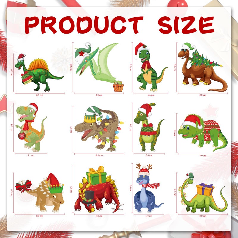 Queekay 48 Pieces Christmas Dinosaur Ornament Dinosaur Figures Decorative Hanging Ornaments Funny Wood Dinosaur Ornaments Tree Xmas Ornaments Set for Boys Girls Christmas Holiday Party (Dinosaur) - Image 3