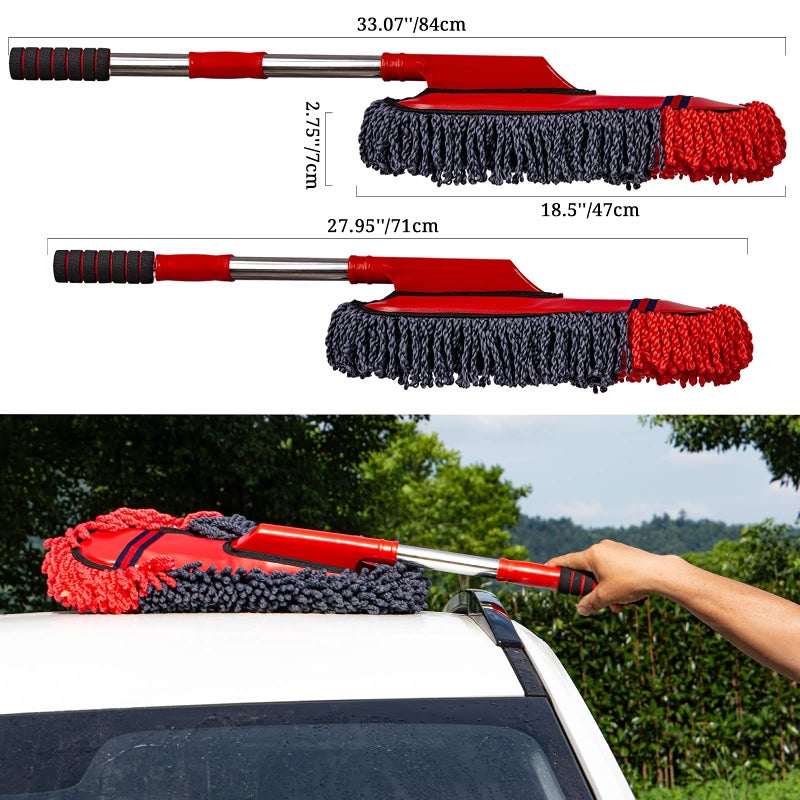 bzczh Soft Microfiber Car Duster Exterior Scratch Free Multipurpose Duster with Extendable Handle Duster for Car, Truck, SUV, RV and Motorcycle - Image 2