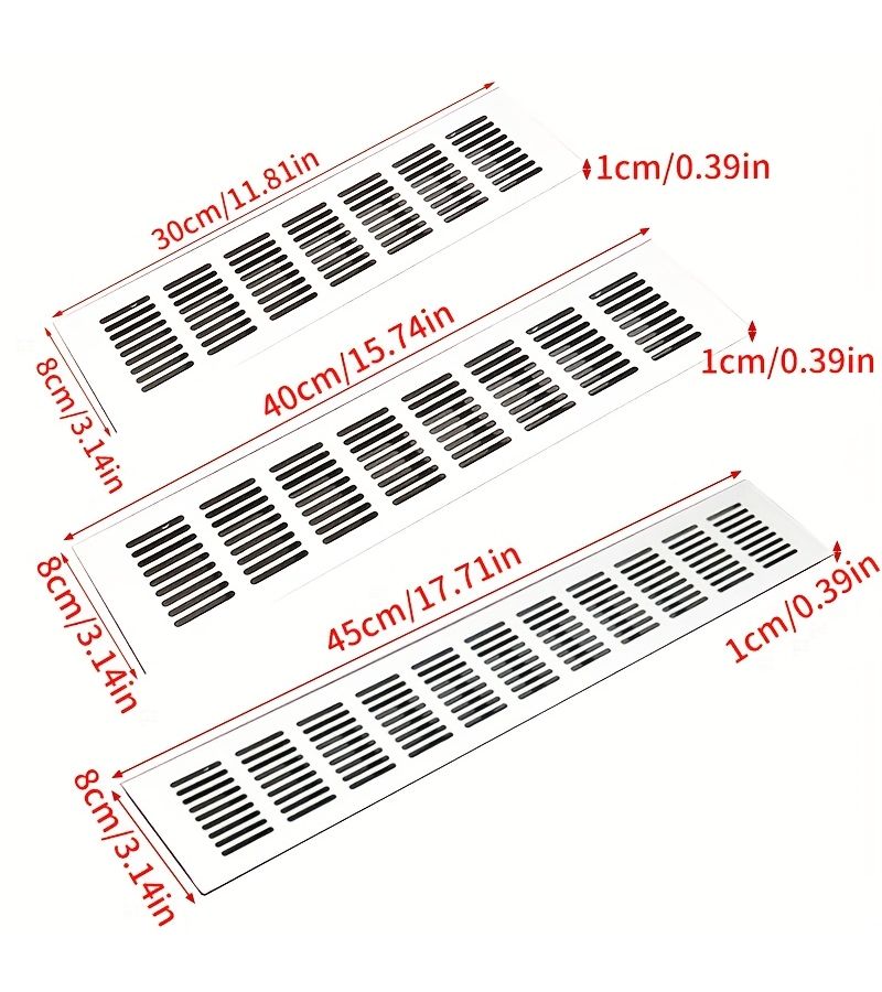 6 Pack Aluminum Mesh Ventilation Grid 80mm x 300mm Matte for Kitchen Cabinet Door Heat Dissipation Cover - Image 3