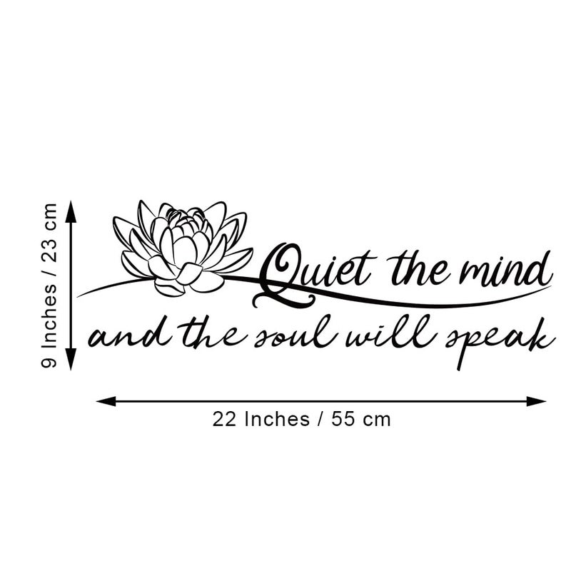 MOVANKRO Quiet The Mind and The Soul Will Speak Lotus - Pure Black Vinyl Wall Decal Without Transparent Edge Art Letters Meditation Quotes Decoration Yoga Pilates Sayings - Image 3