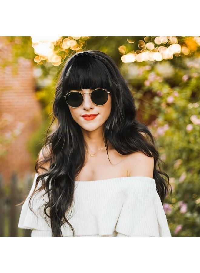 Lurrose Front Hair Bangs Fringe Hair Extensions Synthetic Wigs Headband for Women Girls (Black)