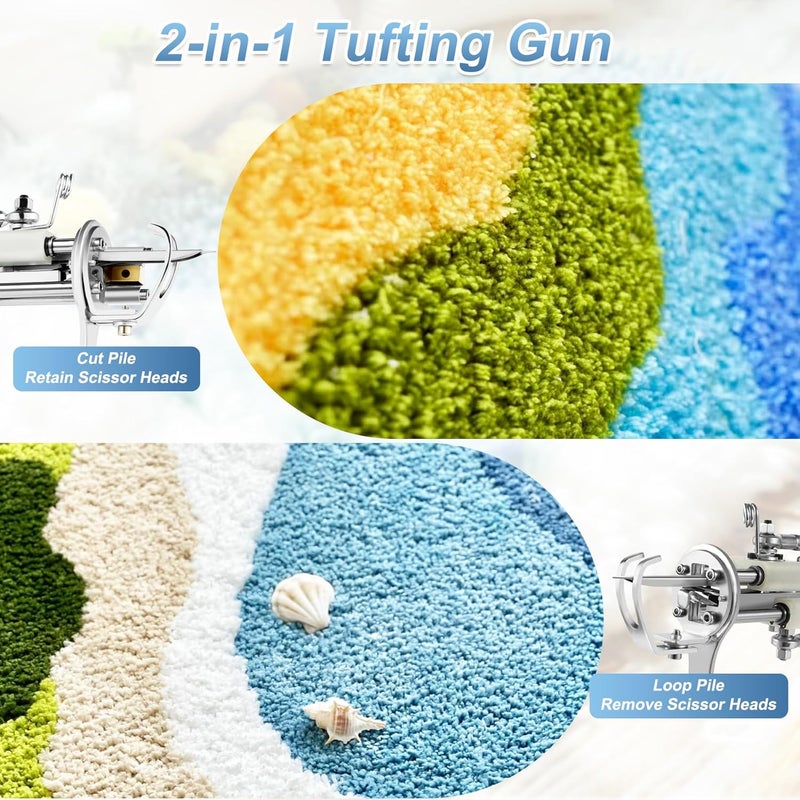 Vehipa Tufting Gun 2 in 1 Loop Pile Cut Pile Rug Gun Machine Starter Kit for Tufting Lover - Image 3