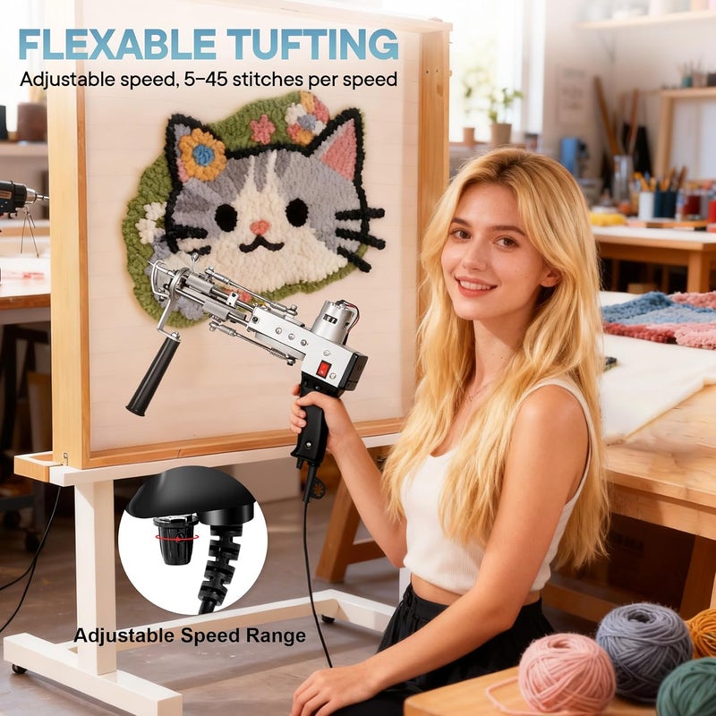 Vehipa Tufting Gun 2 in 1 Loop Pile Cut Pile Rug Gun Machine Starter Kit for Tufting Lover - Image 4