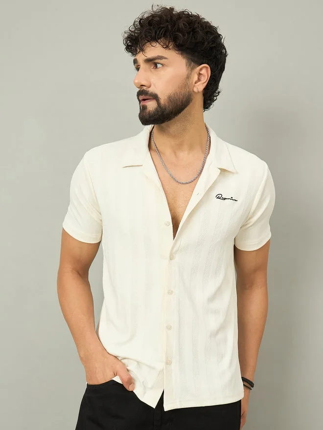 Take Two REPRISE Off White Textured Buttoned Shirt