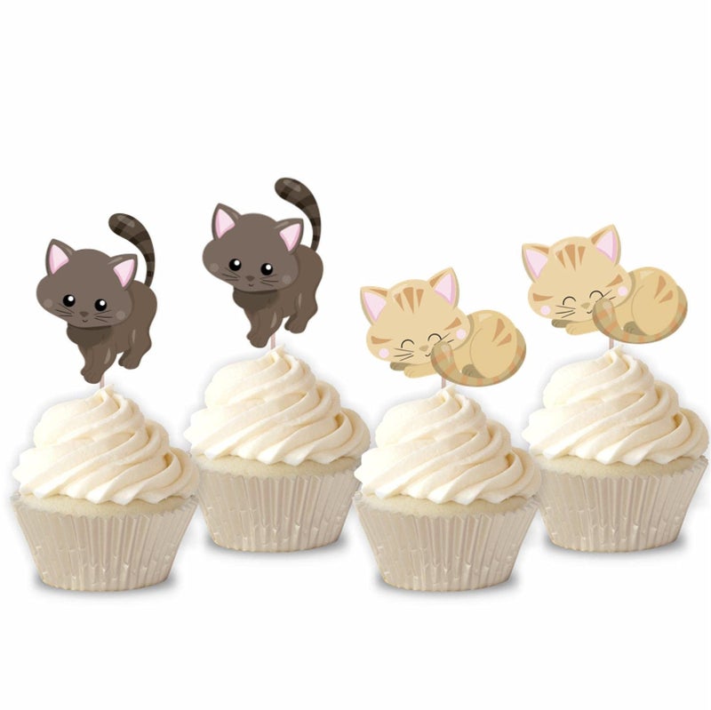 Mirabuy 48 Pcs Cute Cat Kitten Cupcake Toppers Picks for Pet Themed Party  Birthday Party - Image 4
