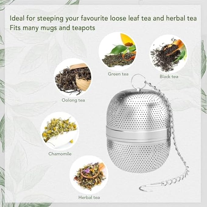 Bukela 2 Pieces Tea Infuser Stainless Steel Tea Strainer Balls For Loose Leaf Tea Mugs Teapots - Image 4