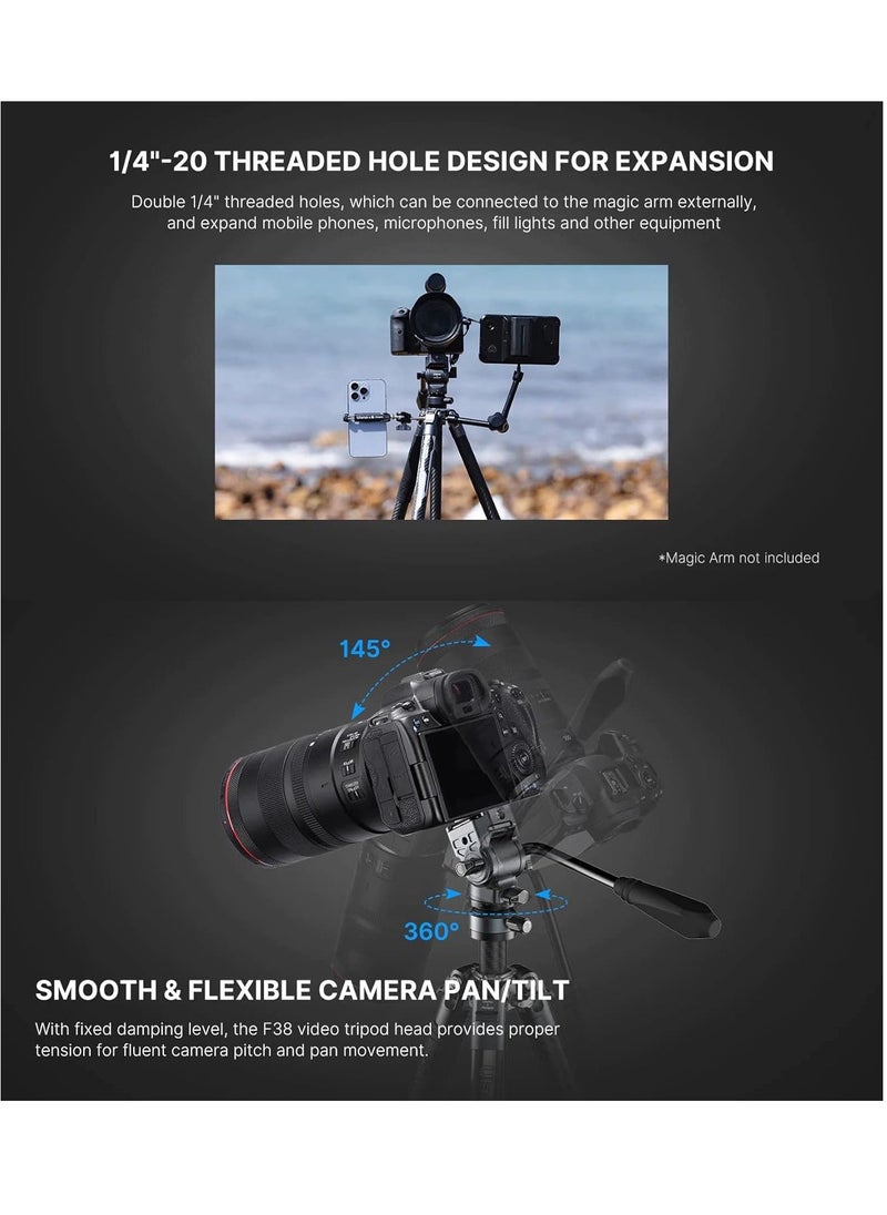 Ulanzi Ulanzi F38 Fotopro Air III Quick Release Video Travel Carbon Fiber Tripod | Fluid Head for Video | Storage Length 42cm | 5 Leg Sections 44-156cm | Ball Head Payload 3Kg | 1.08Kg  - Image 5