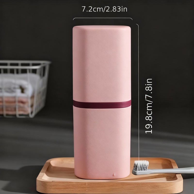 Pink Travel Toothbrush Holder Case Multifunctional Portable Storage Box Dustproof Mouthwash Container For Vacation Camping School - Image 3
