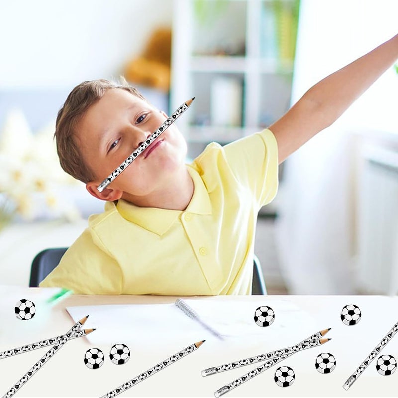 AMOR 60Pcs Soccer Pencils Soccer Erasers For Kids Wooden Pencils For Soccer Themed Birthday Party Favors Students Stationery Party Reward School Office Supplies (Soccer) - Image 5