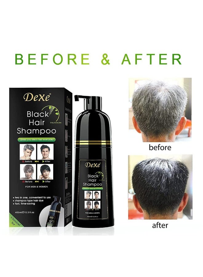 Dexe Dexe Hair Dye Shampoo 14.1 Fl Oz, Gray Hair Coverage, Black Hair Dye, Hair Color Shampoo, Black Hair Shampoo for Men & Women  - Image 2