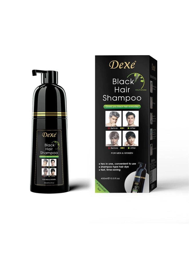 Dexe Dexe Hair Dye Shampoo 14.1 Fl Oz, Gray Hair Coverage, Black Hair Dye, Hair Color Shampoo, Black Hair Shampoo for Men & Women  - Image 1