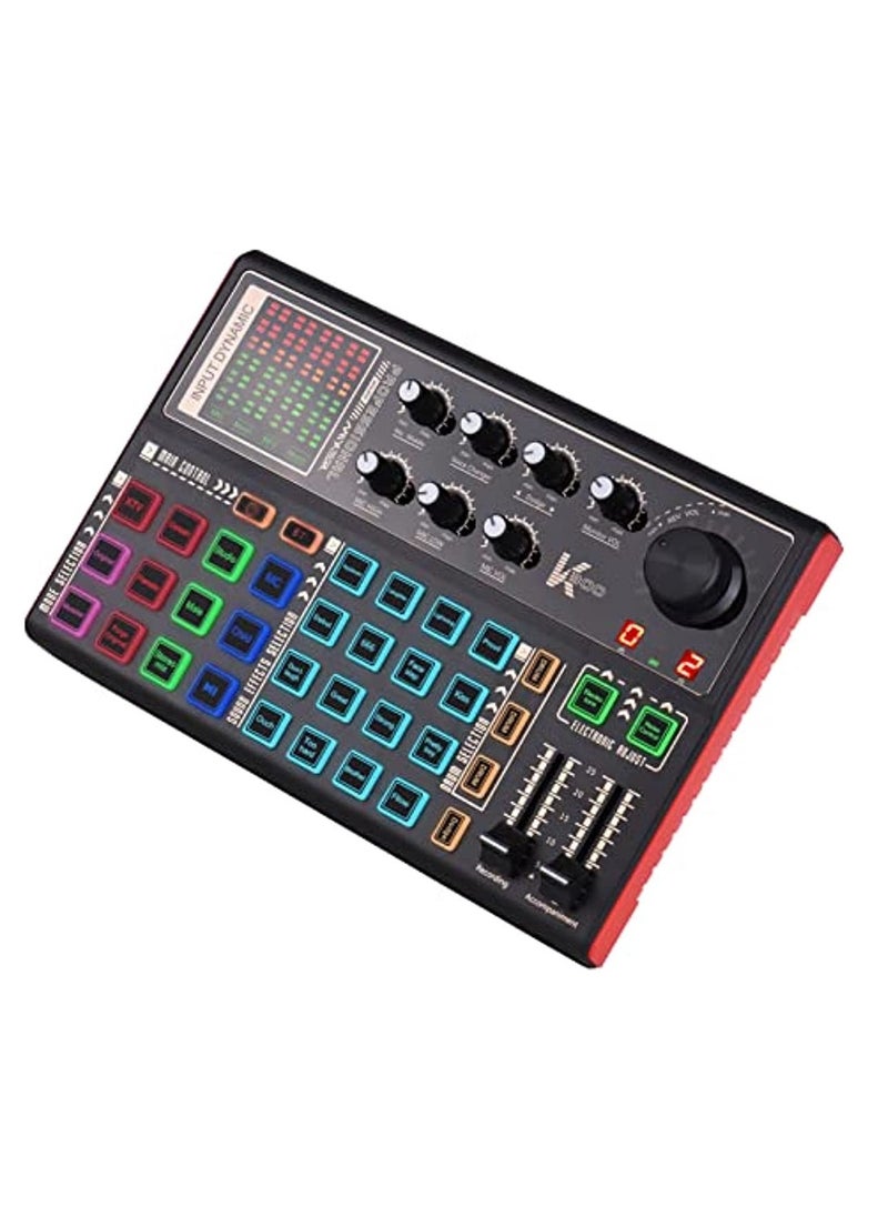 OIMG - Rechargeable Audio Mixer Sk300 Live Sound Card And Audio Interface Sound Board With Multiple Dj Mixer Effects Voice Changer And Led Light Prefect For Podcasting/Recording/Pc - Image 1