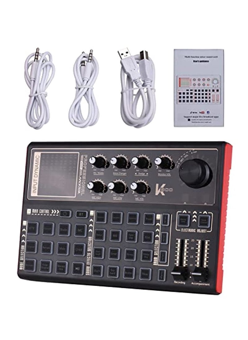 OIMG - Rechargeable Audio Mixer Sk300 Live Sound Card And Audio Interface Sound Board With Multiple Dj Mixer Effects Voice Changer And Led Light Prefect For Podcasting/Recording/Pc - Image 1