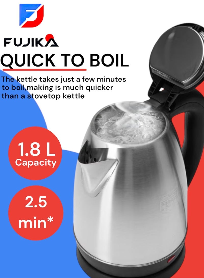Fujika FJK-180 Stainless Steel Kettle, 1.8 Liter, Silver - Image 3