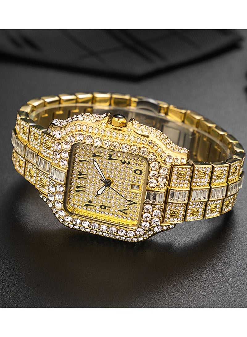 MISS FOX Men's Full Diamond Luxury Watch High-End Elegant Waterproof Luminous Shining Exquisite Timepiece - Image 3