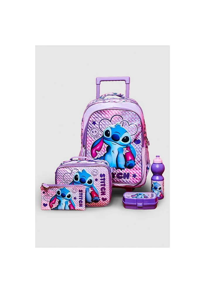 أر أند بي 5 Pack Stitch Print Trolley Backpack Set - 18"